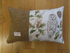 Harris Tweed  & Sanderson Owl  - 24 x 16” - Cushion Cover  - Exact One