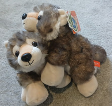 2 WILD REPUBLIC HUG'EMS MINI WOLF PLUSHIES CUDDLY SOFT TOY TEDDY BEAR with TAGS
