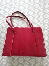 Unbranded Vintage 1950s Red Lizard Skin Handbag with purse and mirror.