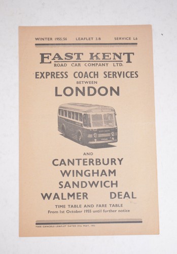 Bus coach timetable handbill - timetable,