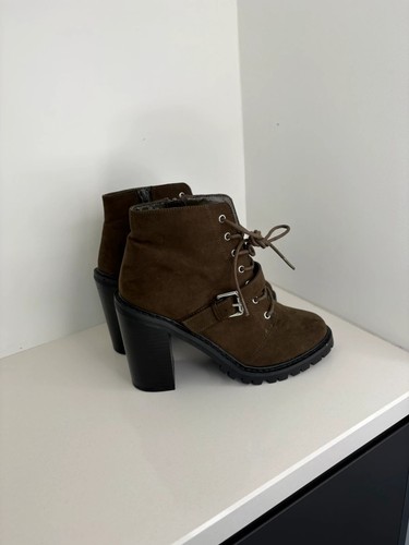 Faith khaki heeled boots size - faith,