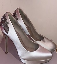 Diamanté Silk Silver Heels