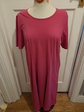 Ladies Damart Size 18 Hot Pink Short Sleeved Midi Dress