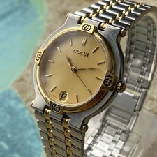 Gucci Watch 9000M Mens Unisex Vintage 1980S Swiss Made Gold Dial 32mm Case