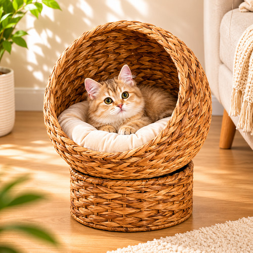 Wicker cat house - wicker,
