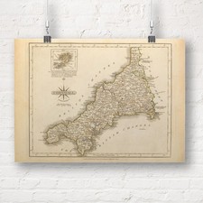 Map of Cornwall, England 1793