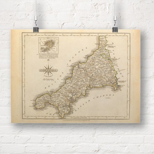 Map cornwall england 1793 - of,