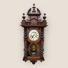 Antique Victorian Walnut Vienna Wall Clock | Carved Detail GB Stamp