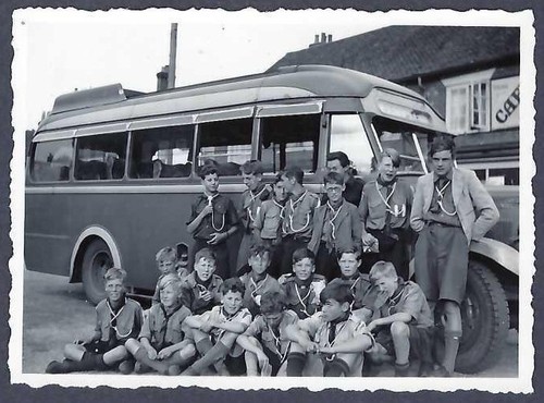 Boy scouts beside - , minibus