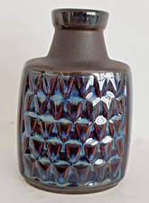 1960s Einar Johansen blue ceramic vase, Soholm EJ64 3322 Bornholm Denmark
