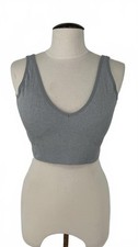 Grey Ribbed Knit Crop Top