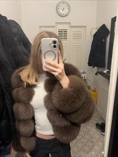 Brown Real Fur Coat Size Small