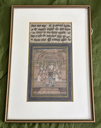 Haloed mughal emperor painting - mughal,
