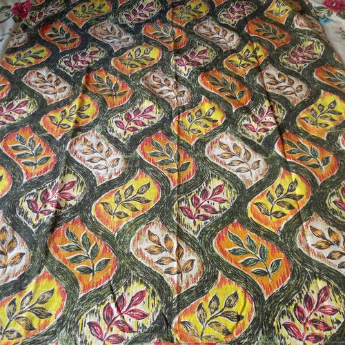 Vintage 1960s barkcloth panel - vintage,