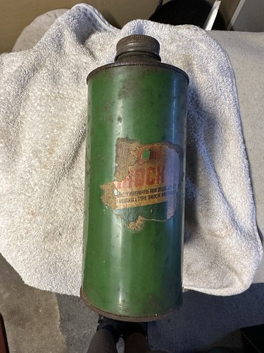 Vintage shock oil tin can - oil,