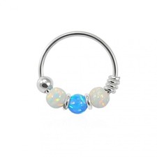 Opal bead nose ring sterling