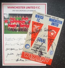 BOBBY CHARLTON Plus TEAM  " SIGNED " 1968 EUROPEAN CUP FINAL - MANCHESTER UNITED
