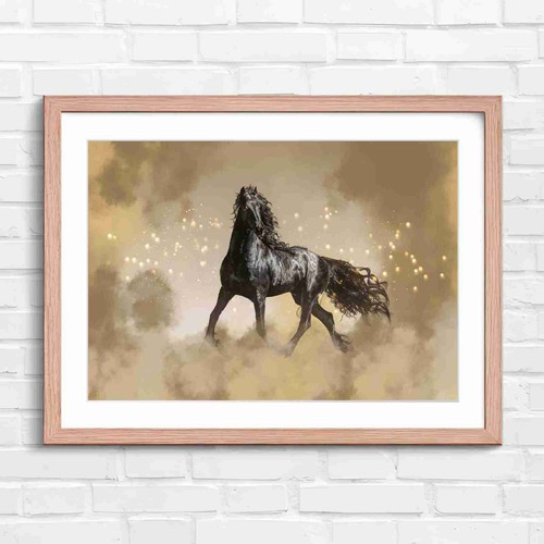 Fantasy black horse with - fantasy,