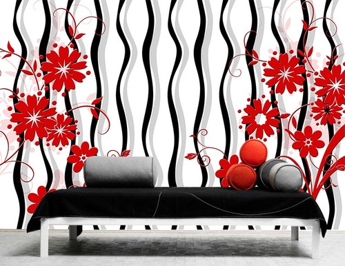 Red flower self - 3d, adhesive
