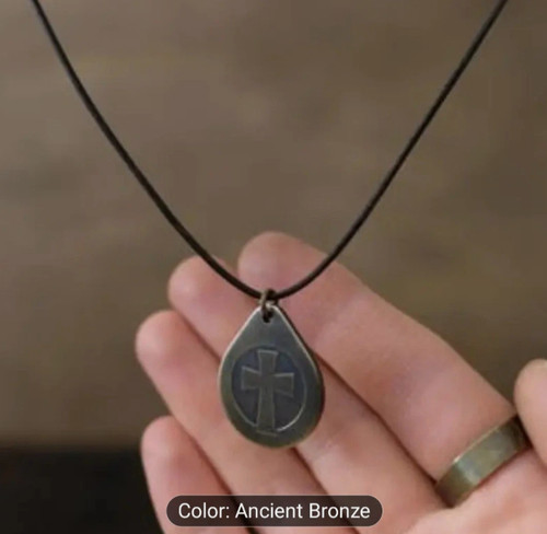 Old bronze cross pendant - bronze,
