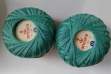 2 x 50g Coats Ancora Crochet Cotton. Green. Crochet/Textile Crafts