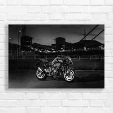 Dark Motorbike Sunset City Black White Canvas Print Large Picture Wall Art