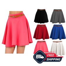 Womens Belted Mini Skirt