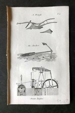 Blair C1865 Miniature Print. Plough, Anchor, Steam Engine