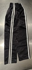 Kickboxing Poly-Satin Trousers Black + double white stripes. Size 1 (read below)