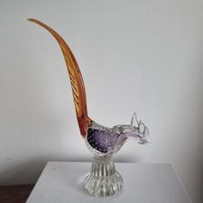 Vintage Murano glass bird sculpture 12". Manganese Glow. I have another similiar