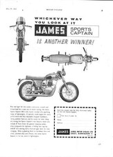 1961 Advert for JAMES 'Sports Captain 200' Motorcycle Original Print Ad Ephemera