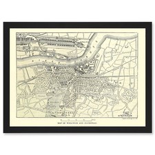 Map Antique Woolwich Plumstead
