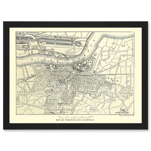 Map antique woolwich plumstead - woolwich,