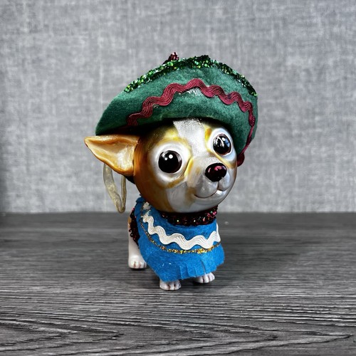 Painted glass dog christmas - painted,