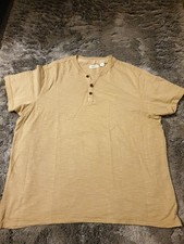 Mantaray Men's Y Neck T-Shirt Size Large Short Sleeve Beige Colour