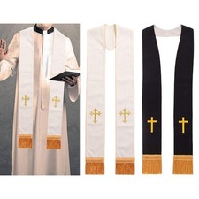 Clergy Mass Stole Traditional Cross Embroidery for Graduation Church Wedding
