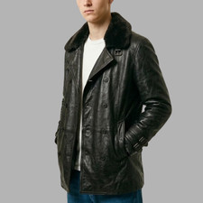 Men Black Distressed Leather