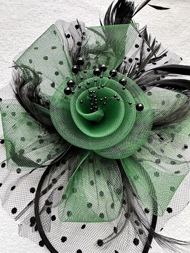 Green black feather mesh - green/black,