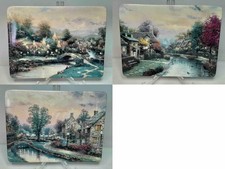 THREE Bradex LAMPLIGHT VILLAGE Plates Thomas Kinkade Plate County Lane Brooke