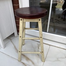 Portable Vintage top spinning STOOL Seat Wooden-H 52 X Top 27cm