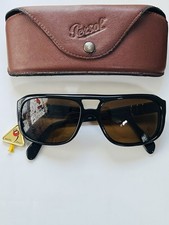 Vintage PERSOL RATTI 58252 Sunglasses Black Brown Lens Aviator Meflecto Italy
