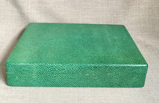 Antique c1920s Art Deco Faux Shagreen Cedar Wood Lined Box Interior Divide