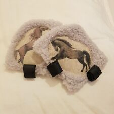 Riding Hat Ear Muffs/ Warmers -  Horse  print Fleece Fur Fabric Equestrian