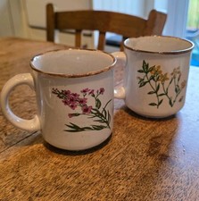 Staffordshire Potteries Vintage Retro Floral Mugs Pair