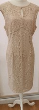 Wallis Ladies Dress Size 16 Nude Blush Beige Lined Sleeveless Floral Lace Formal