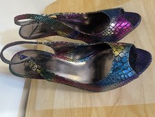 Lotus Stiletto Heel,  Open Toe, Slingback, Party Shoes, Size 5, Multi coloured,