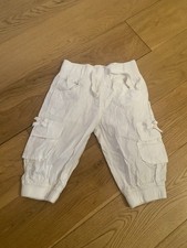 Girls White Cropped Cotton Trousers Age 5-6 Years By Miss E-vie