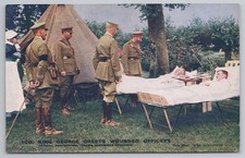 WWI Daily Mail Postcard King George V Greets Wounded Officers Royalty No 108