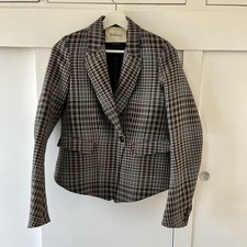Mulberry Wool Blazer UK Size 10. Tweed / Tartan / Check Brown Pattern Jacket
