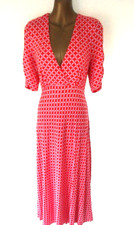 Boden Maxi dress 14R Red & pink print soft jersey feel empire BNWT (9228